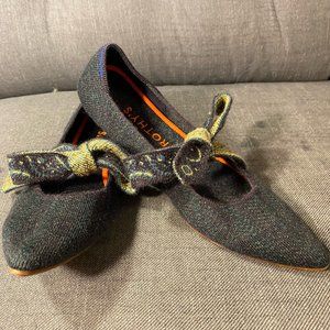 Rothy's Merino Green Mary Janes Forest Herringbone